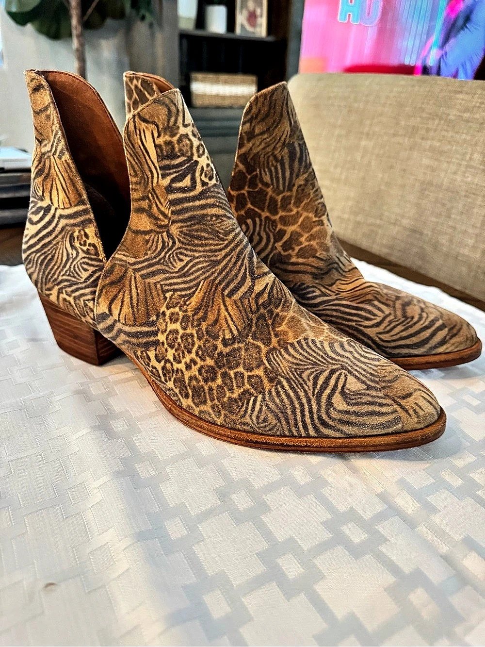 Free People Animal Charm Double V Ankle Boots